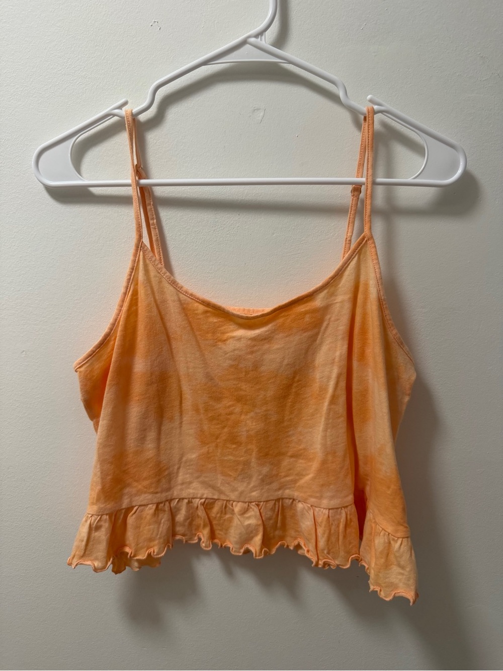 Orange Peach Ruffle Hem Cami Tank Top M
